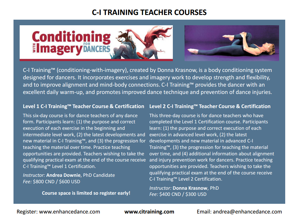 A  C-I Training teacher course flyer with a colourful impression of two intertwined dancers